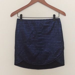 Tibi blue quilted jacquard lurex skirt